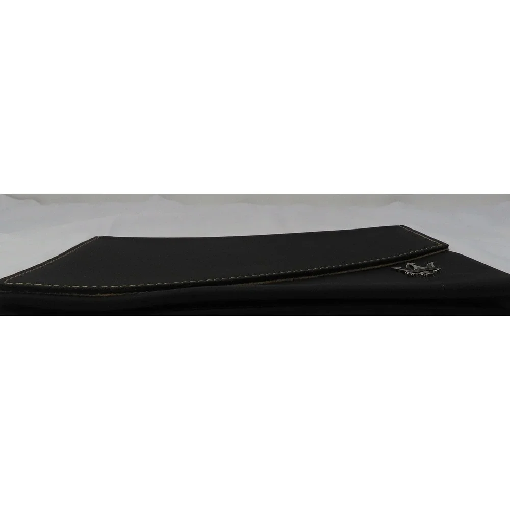 Maserati Black Leather Owners Manual Case Portfolio Document Holder Trident Logo